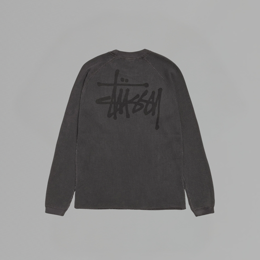 T SHIRT STUSSY RAGLAN THERMAL BASIC STOCK WASHED BLACK