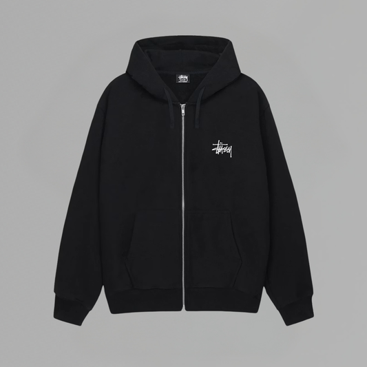 HOODIE BASIC STUSSY ZIP BLACK