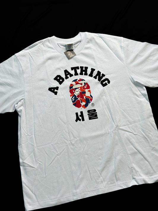 BAPE College Relaxed Fit Tee – Korea Exclusive White