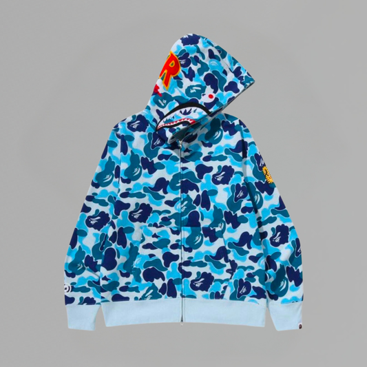BAPE Color Camo PONR Shark Full Zip Hoodie – Navy