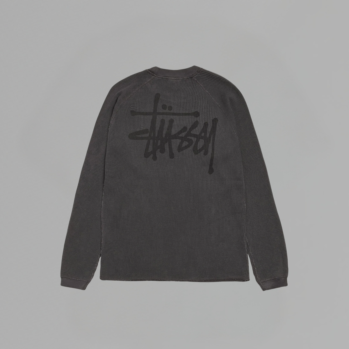 T SHIRT STUSSY RAGLAN THERMAL BASIC STOCK WASHED BLACK