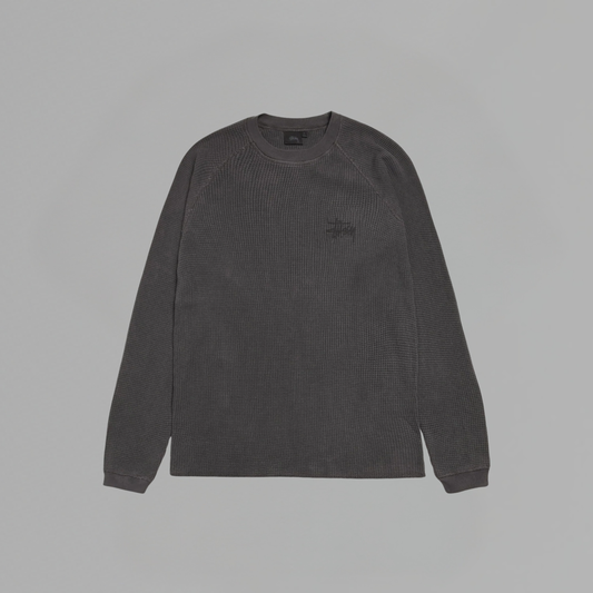T SHIRT STUSSY RAGLAN THERMAL BASIC STOCK WASHED BLACK