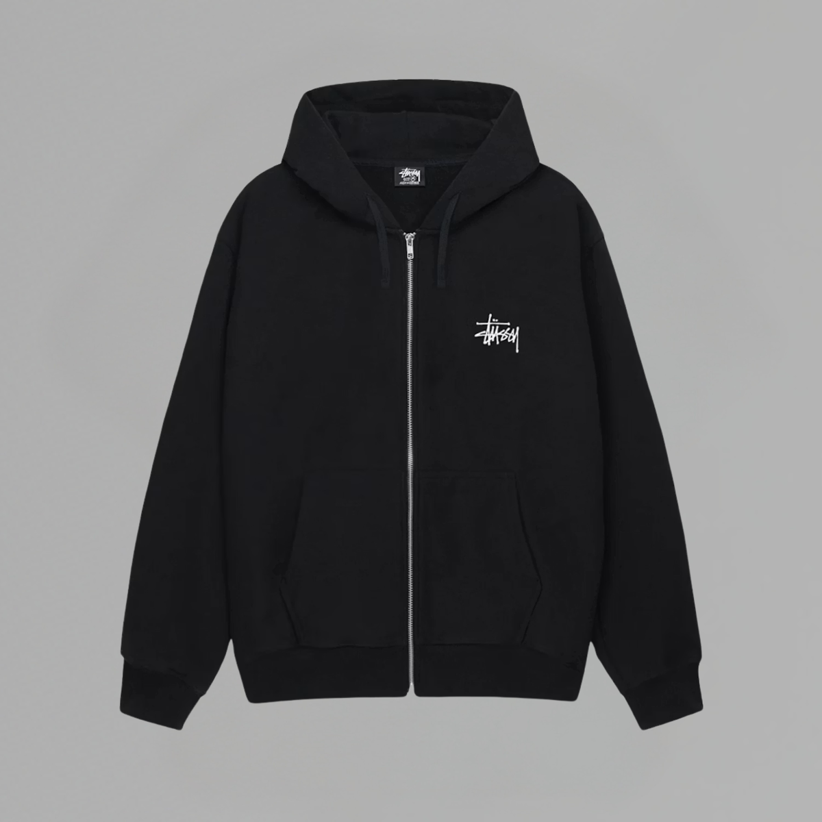 HOODIE BASIC STUSSY ZIP BLACK