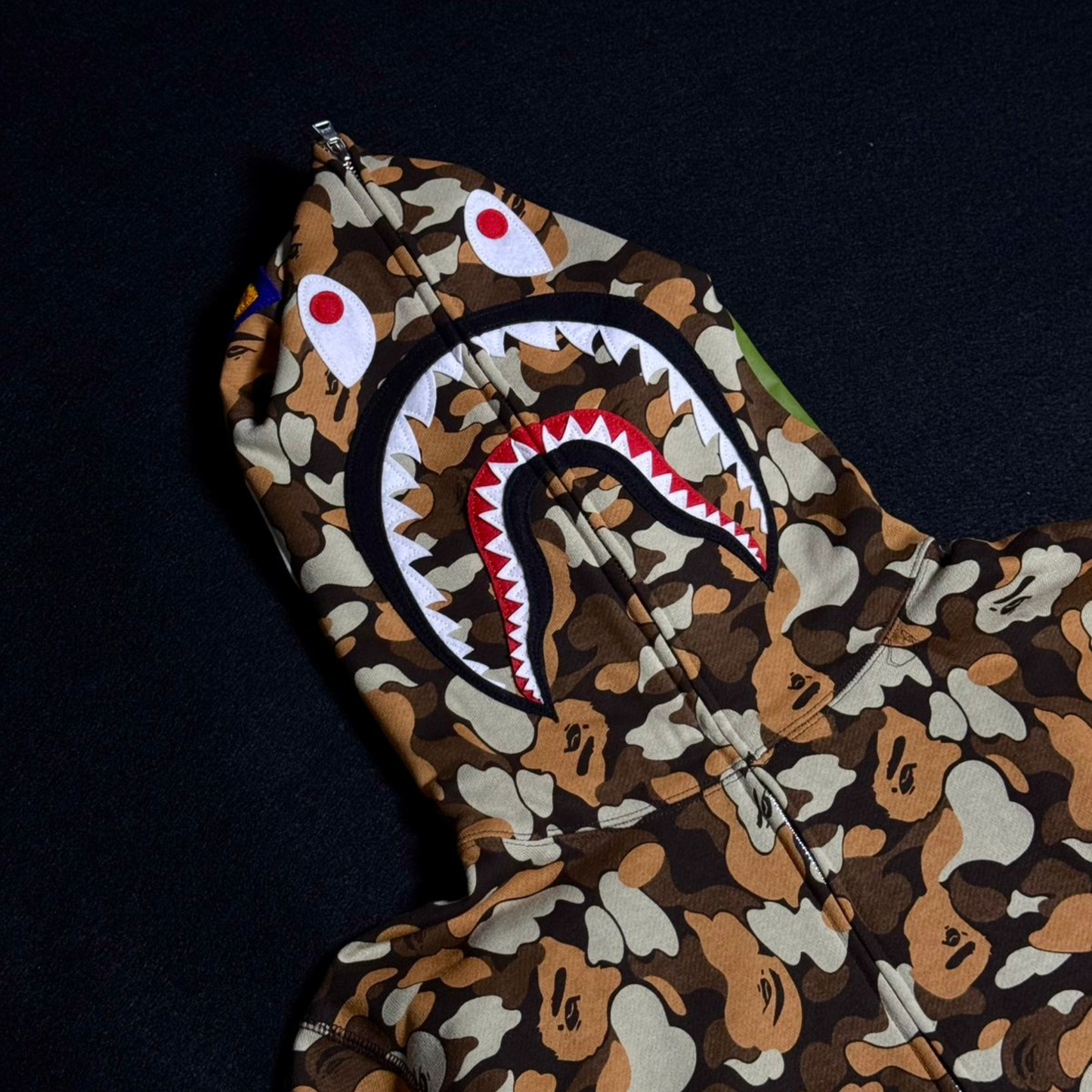 HOODIE BAPE ZIP CAMO SHARK 'BROWN THINK 1ST ANNIVERSARY'