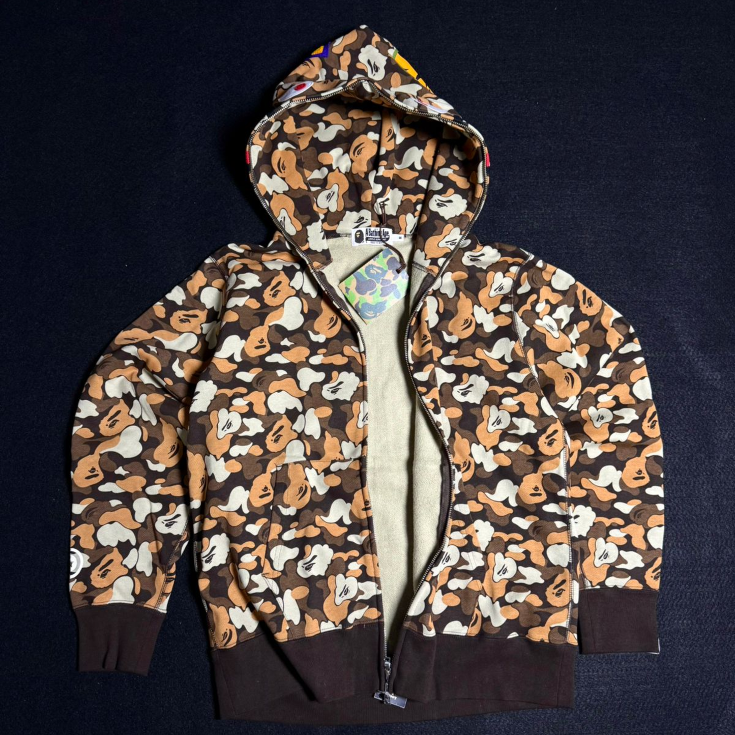 HOODIE BAPE ZIP CAMO SHARK 'BROWN THINK 1ST ANNIVERSARY'