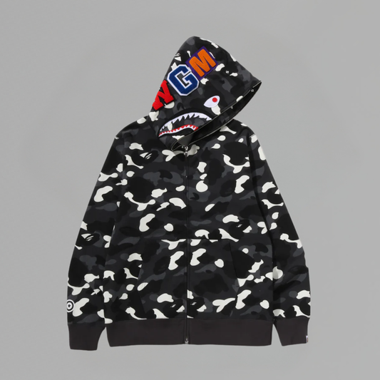 HOODIE BAPE SCREEN CAMO SHARK FULL ZIP