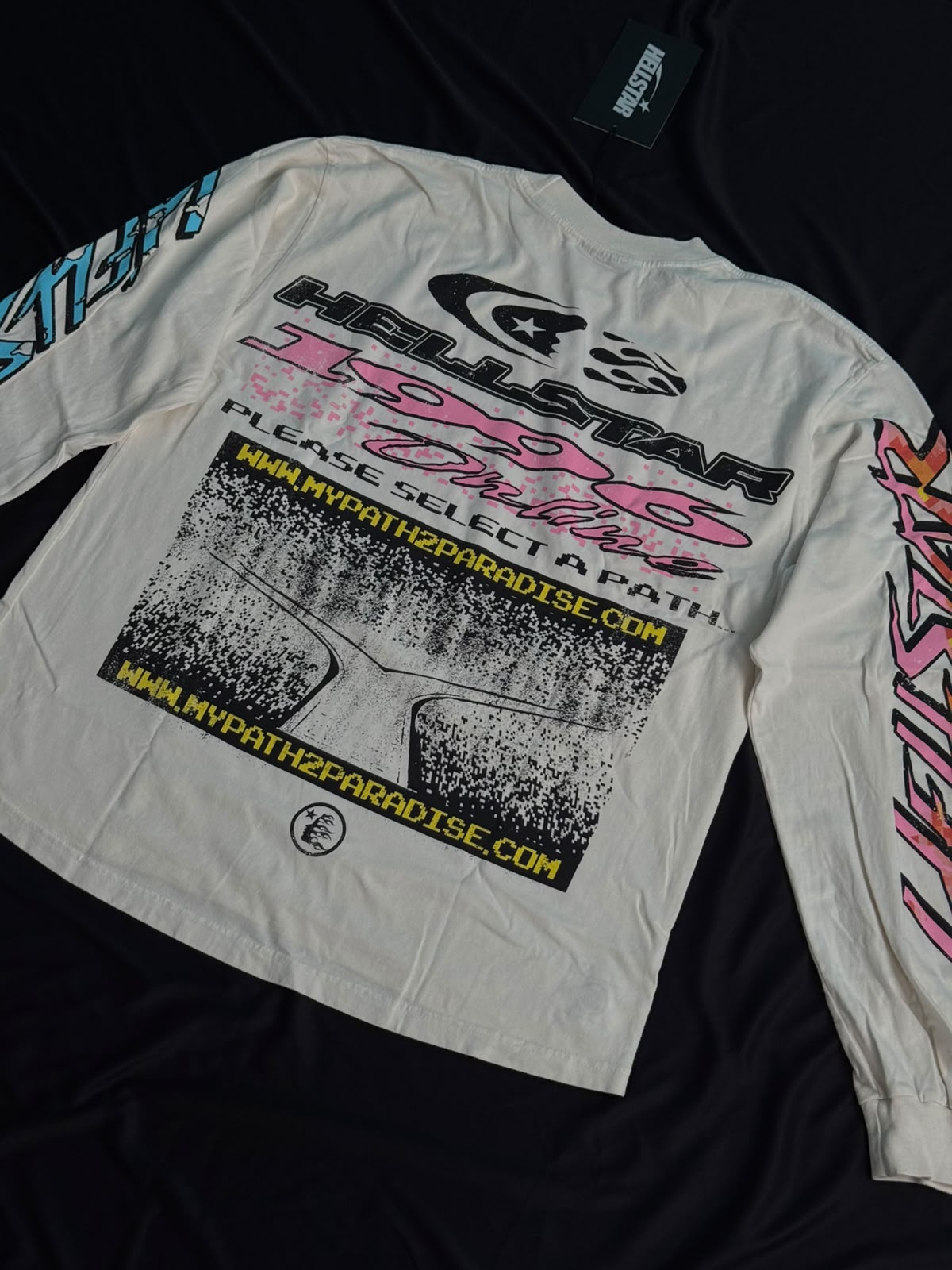 HELLSTAR Pixel Long Sleeve White Tee