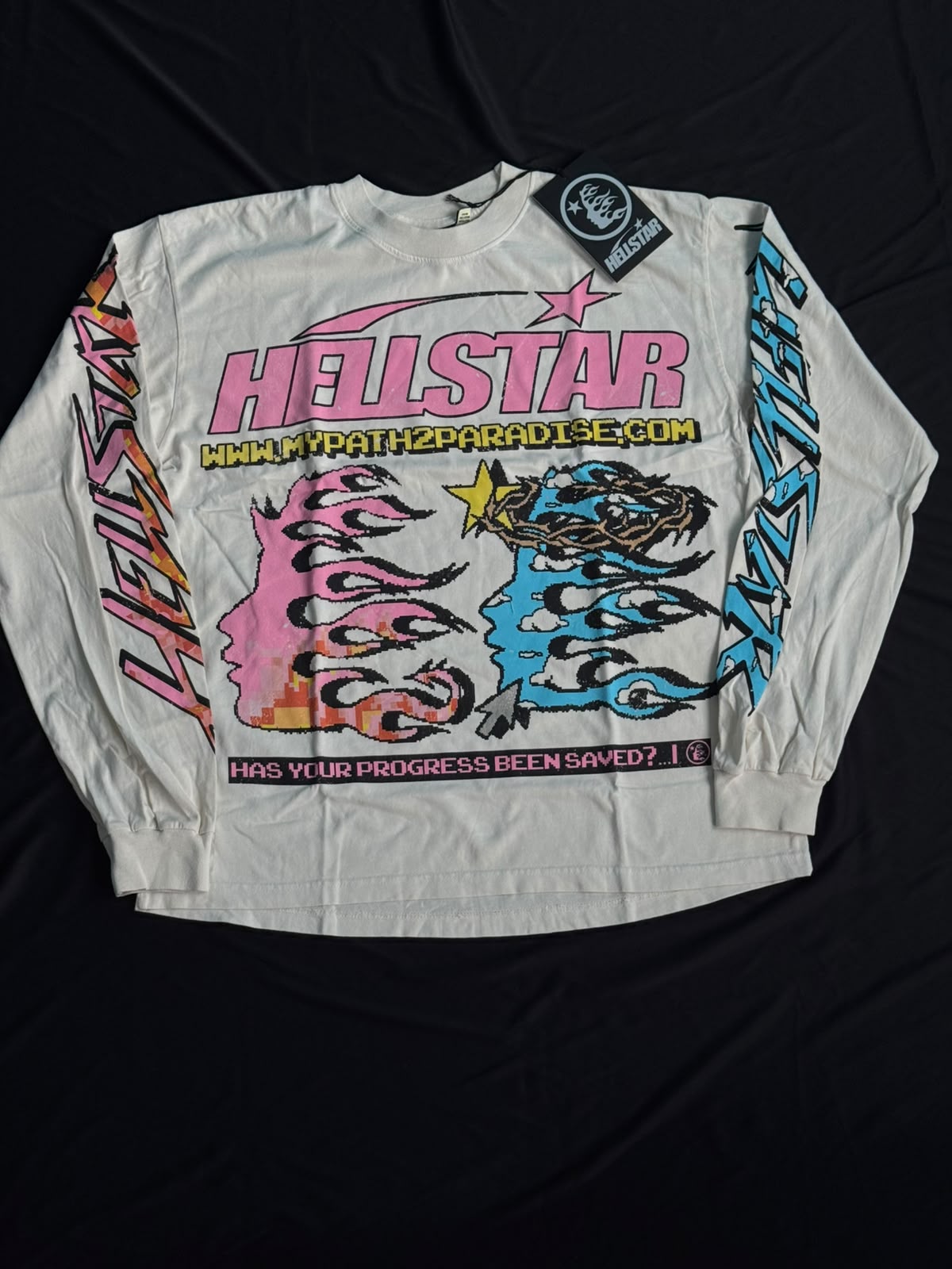 HELLSTAR Pixel Long Sleeve White Tee